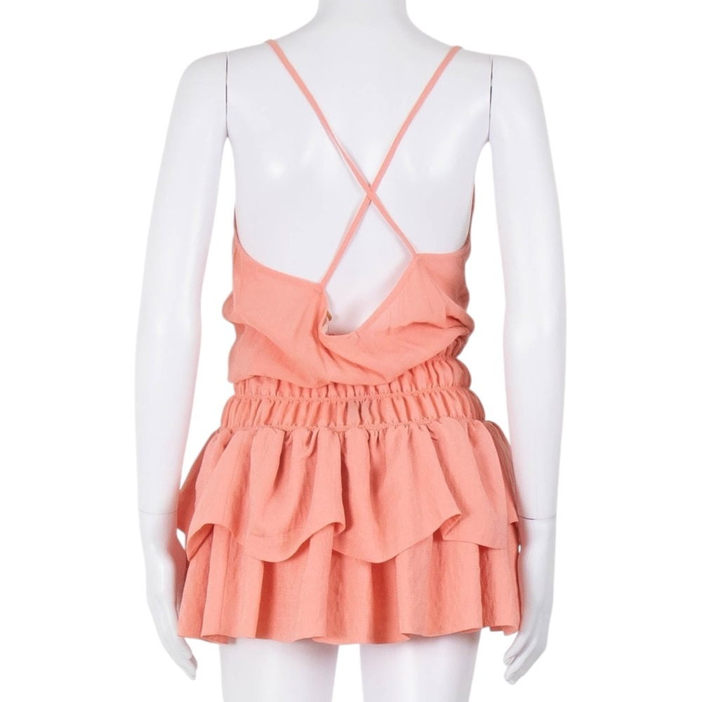‼️SOLD‼️ MAJE NWT Peachy Pink Sleeveless Folie Smocked Waist Mini Dress 2 - Picture 5 of 16